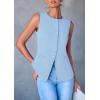 imagePRETTYGARDEN Womens Suit Vest Tops 2025 Summer Dressy Casual Business Button Sleeveless Trendy Fashion Blazer WaistcoatLight Blue