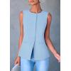 imagePRETTYGARDEN Womens Suit Vest Tops 2025 Summer Dressy Casual Business Button Sleeveless Trendy Fashion Blazer WaistcoatLight Blue