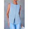 imagePRETTYGARDEN Womens Suit Vest Tops 2025 Summer Dressy Casual Business Button Sleeveless Trendy Fashion Blazer WaistcoatLight Blue