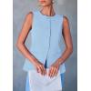 imagePRETTYGARDEN Womens Suit Vest Tops 2025 Summer Dressy Casual Business Button Sleeveless Trendy Fashion Blazer WaistcoatLight Blue