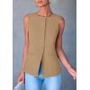 imagePRETTYGARDEN Womens Suit Vest Tops 2025 Summer Dressy Casual Business Button Sleeveless Trendy Fashion Blazer WaistcoatLight Khaki