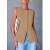 imagePRETTYGARDEN Womens Suit Vest Tops 2025 Summer Dressy Casual Business Button Sleeveless Trendy Fashion Blazer WaistcoatLight Khaki