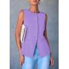 imagePRETTYGARDEN Womens Suit Vest Tops 2025 Summer Dressy Casual Business Button Sleeveless Trendy Fashion Blazer WaistcoatLight Purple