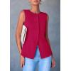 imagePRETTYGARDEN Womens Suit Vest Tops 2025 Summer Dressy Casual Business Button Sleeveless Trendy Fashion Blazer WaistcoatMagenta