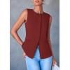 imagePRETTYGARDEN Womens Suit Vest Tops 2025 Summer Dressy Casual Business Button Sleeveless Trendy Fashion Blazer WaistcoatOrange Red
