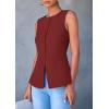 imagePRETTYGARDEN Womens Suit Vest Tops 2025 Summer Dressy Casual Business Button Sleeveless Trendy Fashion Blazer WaistcoatOrange Red