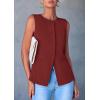 imagePRETTYGARDEN Womens Suit Vest Tops 2025 Summer Dressy Casual Business Button Sleeveless Trendy Fashion Blazer WaistcoatOrange Red