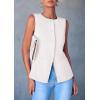 imagePRETTYGARDEN Womens Suit Vest Tops 2025 Summer Dressy Casual Business Button Sleeveless Trendy Fashion Blazer WaistcoatWhite