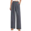 imagePRETTYGARDEN Womens Summer Elastic High Waisted Work Pants Straight Leg Dressy Business Casual Trousers Slacks PocketsDark Grey