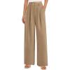 imagePRETTYGARDEN Womens Summer Elastic High Waisted Work Pants Straight Leg Dressy Business Casual Trousers Slacks PocketsKhaki