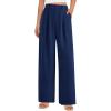 imagePRETTYGARDEN Womens Summer Elastic High Waisted Work Pants Straight Leg Dressy Business Casual Trousers Slacks PocketsNavy