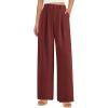 imagePRETTYGARDEN Womens Summer Elastic High Waisted Work Pants Straight Leg Dressy Business Casual Trousers Slacks PocketsRust Red