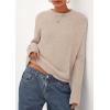 imagePRETTYGARDEN Womens Sweaters Fall Fashion 2025 Casual Crewneck Pullover Button Long Sleeve Cute Knit Tops Winter ClothesBeige