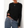 imagePRETTYGARDEN Womens Sweaters Fall Fashion 2025 Casual Crewneck Pullover Button Long Sleeve Cute Knit Tops Winter ClothesBlack