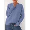 imagePRETTYGARDEN Womens Sweaters Fall Fashion 2025 Casual Crewneck Pullover Button Long Sleeve Cute Knit Tops Winter ClothesBlue
