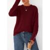 imagePRETTYGARDEN Womens Sweaters Fall Fashion 2025 Casual Crewneck Pullover Button Long Sleeve Cute Knit Tops Winter ClothesBurgundy