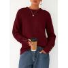 imagePRETTYGARDEN Womens Sweaters Fall Fashion 2025 Casual Crewneck Pullover Button Long Sleeve Cute Knit Tops Winter ClothesBurgundy