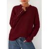 imagePRETTYGARDEN Womens Sweaters Fall Fashion 2025 Casual Crewneck Pullover Button Long Sleeve Cute Knit Tops Winter ClothesBurgundy