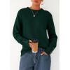 imagePRETTYGARDEN Womens Sweaters Fall Fashion 2025 Casual Crewneck Pullover Button Long Sleeve Cute Knit Tops Winter ClothesDark Green