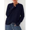 imagePRETTYGARDEN Womens Sweaters Fall Fashion 2025 Casual Crewneck Pullover Button Long Sleeve Cute Knit Tops Winter ClothesNavy Blue