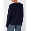 imagePRETTYGARDEN Womens Sweaters Fall Fashion 2025 Casual Crewneck Pullover Button Long Sleeve Cute Knit Tops Winter ClothesNavy Blue