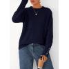 imagePRETTYGARDEN Womens Sweaters Fall Fashion 2025 Casual Crewneck Pullover Button Long Sleeve Cute Knit Tops Winter ClothesNavy Blue