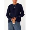 imagePRETTYGARDEN Womens Sweaters Fall Fashion 2025 Casual Crewneck Pullover Button Long Sleeve Cute Knit Tops Winter ClothesNavy Blue