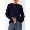 imagePRETTYGARDEN Womens Sweaters Fall Fashion 2025 Casual Crewneck Pullover Button Long Sleeve Cute Knit Tops Winter ClothesNavy Blue