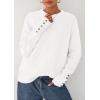 imagePRETTYGARDEN Womens Sweaters Fall Fashion 2025 Casual Crewneck Pullover Button Long Sleeve Cute Knit Tops Winter ClothesWhite