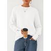 imagePRETTYGARDEN Womens Sweaters Fall Fashion 2025 Casual Crewneck Pullover Button Long Sleeve Cute Knit Tops Winter ClothesWhite
