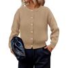 imagePRETTYGARDEN Cardigan Sweaters for Women Long Sleeve Open Front Button Down Trendy 2025 Fall Fashion Knit Winter CoatsKhaki