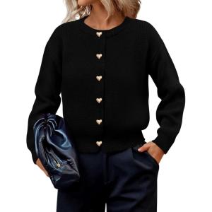 imagePRETTYGARDEN Cardigan Sweaters for Women Long Sleeve Open Front Button Down Trendy 2025 Fall Fashion Knit Winter CoatsBlack