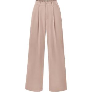imagePRETTYGARDEN Wide Leg Pants for Women Trendy 2025 Fall High Waisted Business Casual Outfits Work Pant TrousersLight Khaki