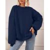 imagePRETTYGARDEN Crewneck Sweatshirt for Women Oversized Long Sleeve Pullover Tops Winter Fall Outfits 2025 Fashion ClothingNavy Blue