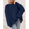 imagePRETTYGARDEN Crewneck Sweatshirt for Women Oversized Long Sleeve Pullover Tops Winter Fall Outfits 2025 Fashion ClothingNavy Blue