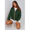 imagePRETTYGARDEN Hoodies for Women Sweatshirt Zip Up Hoodie Fall Fashion 2025 Trendy Long Sleeve Jackets Winter Clothing OutfitsDark Green