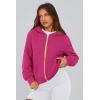 imagePRETTYGARDEN Hoodies for Women Sweatshirt Zip Up Hoodie Fall Fashion 2025 Trendy Long Sleeve Jackets Winter Clothing OutfitsRose Red