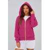 imagePRETTYGARDEN Hoodies for Women Sweatshirt Zip Up Hoodie Fall Fashion 2025 Trendy Long Sleeve Jackets Winter Clothing OutfitsRose Red