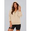 imagePRETTYGARDEN Womens 2025 Fall Hooded Sweatshirts Long Sleeve Half Zip Cropped Hoodies Pullover Winter Fashion ClothesBeige