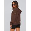 imagePRETTYGARDEN Womens 2025 Fall Hooded Sweatshirts Long Sleeve Half Zip Cropped Hoodies Pullover Winter Fashion ClothesBrown Coffee