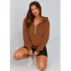 imagePRETTYGARDEN Womens 2025 Fall Hooded Sweatshirts Long Sleeve Half Zip Cropped Hoodies Pullover Winter Fashion ClothesCaramel