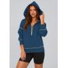 imagePRETTYGARDEN Womens 2025 Fall Hooded Sweatshirts Long Sleeve Half Zip Cropped Hoodies Pullover Winter Fashion ClothesDark Blue