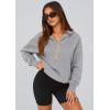 imagePRETTYGARDEN Womens 2025 Fall Hooded Sweatshirts Long Sleeve Half Zip Cropped Hoodies Pullover Winter Fashion ClothesGrey