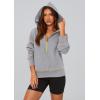 imagePRETTYGARDEN Womens 2025 Fall Hooded Sweatshirts Long Sleeve Half Zip Cropped Hoodies Pullover Winter Fashion ClothesGrey