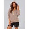 imagePRETTYGARDEN Womens 2025 Fall Hooded Sweatshirts Long Sleeve Half Zip Cropped Hoodies Pullover Winter Fashion ClothesKhaki