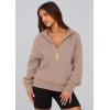 imagePRETTYGARDEN Womens 2025 Fall Hooded Sweatshirts Long Sleeve Half Zip Cropped Hoodies Pullover Winter Fashion ClothesKhaki