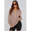 imagePRETTYGARDEN Womens 2025 Fall Hooded Sweatshirts Long Sleeve Half Zip Cropped Hoodies Pullover Winter Fashion ClothesKhaki