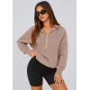 imagePRETTYGARDEN Womens 2025 Fall Hooded Sweatshirts Long Sleeve Half Zip Cropped Hoodies Pullover Winter Fashion ClothesKhaki