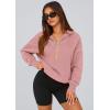 imagePRETTYGARDEN Womens 2025 Fall Hooded Sweatshirts Long Sleeve Half Zip Cropped Hoodies Pullover Winter Fashion ClothesPink