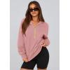 imagePRETTYGARDEN Womens 2025 Fall Hooded Sweatshirts Long Sleeve Half Zip Cropped Hoodies Pullover Winter Fashion ClothesPink